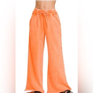 33 Fabulous Acid Wash Fleece wide Leg Pants with Pockets